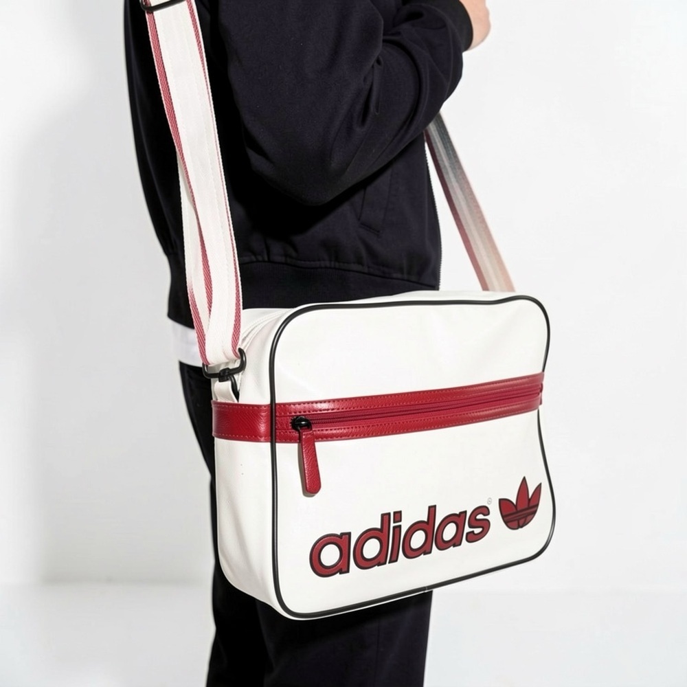 ADIDAS White Red Trefoil Logo Crossbody Bag